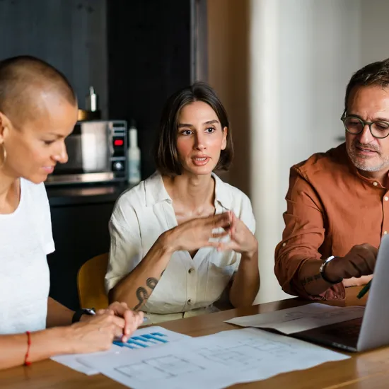 Group of people having work discussion