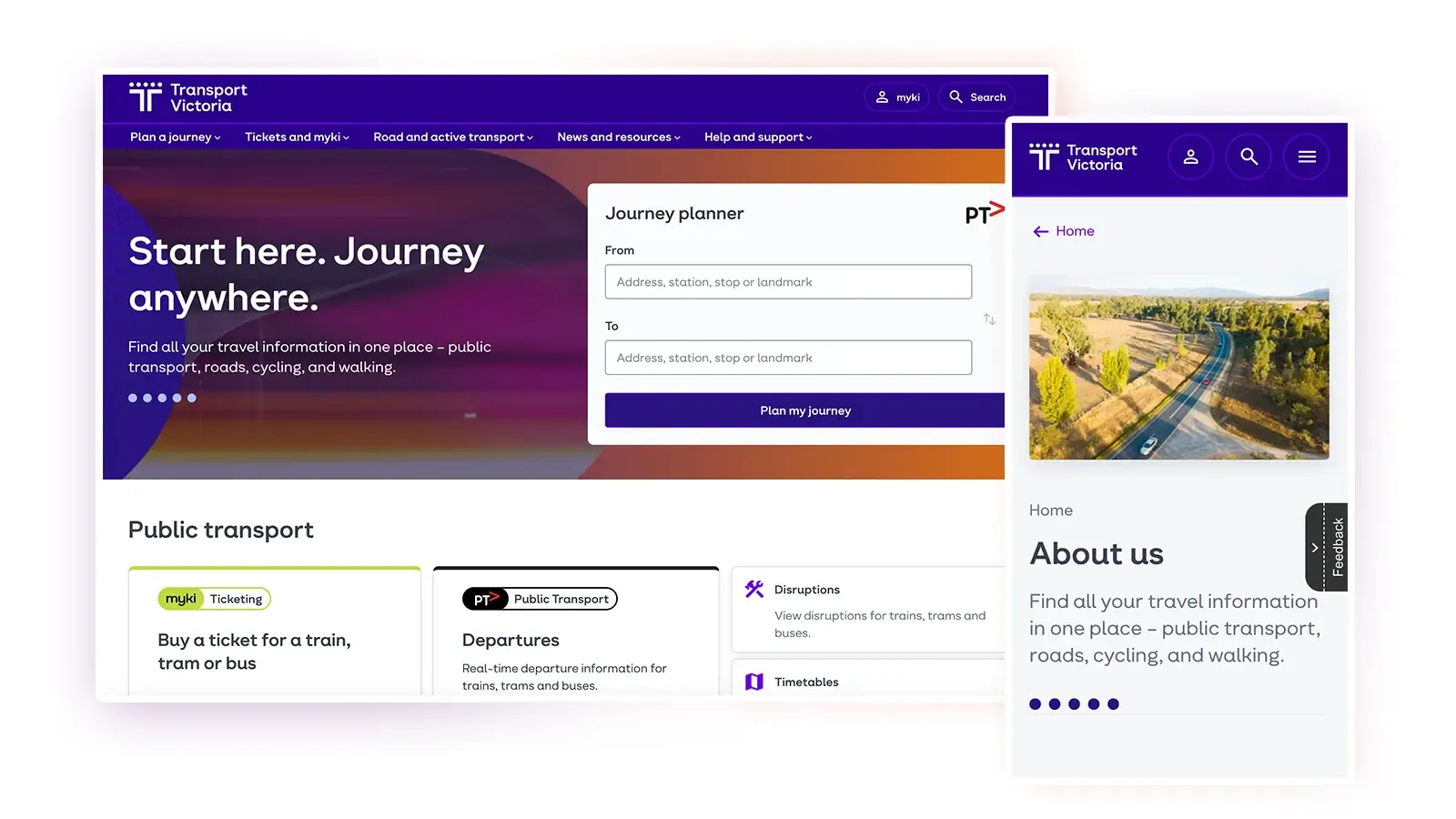 Transport Victoria website screenshot