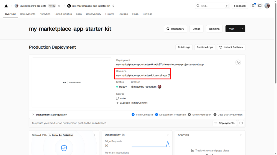 Sitecore Marketplace - Get Deployment URL From Vercel