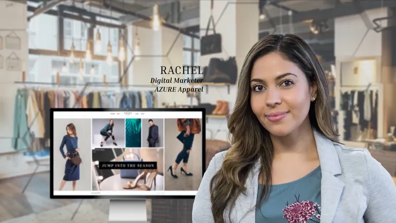 A woman standing in front of an in-store kiosk monitor