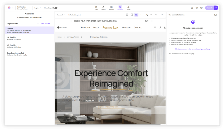 SitecoreAI CMS content management system personalization