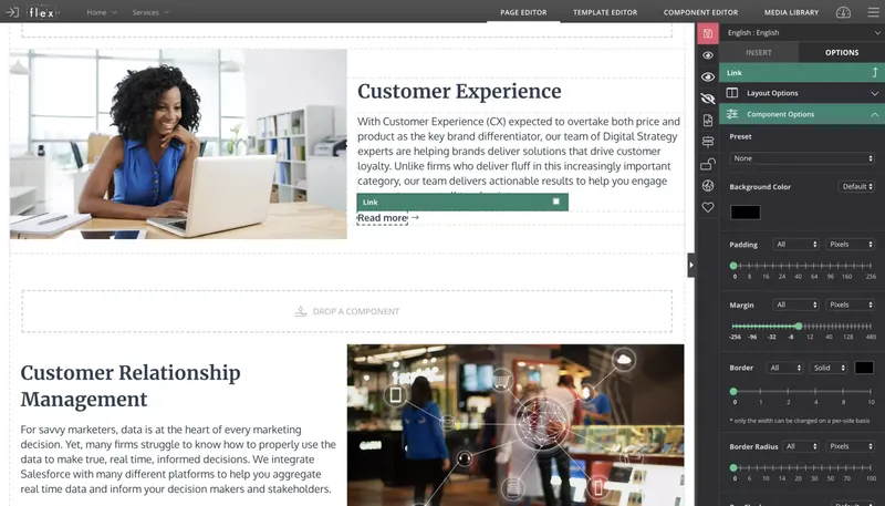 A user interface depicting Flex product
