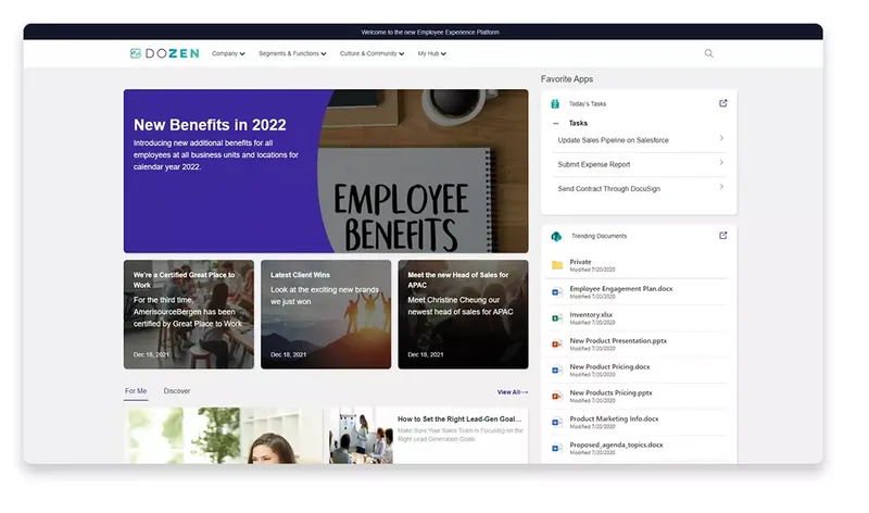 A user interface depicting Digital Workplace