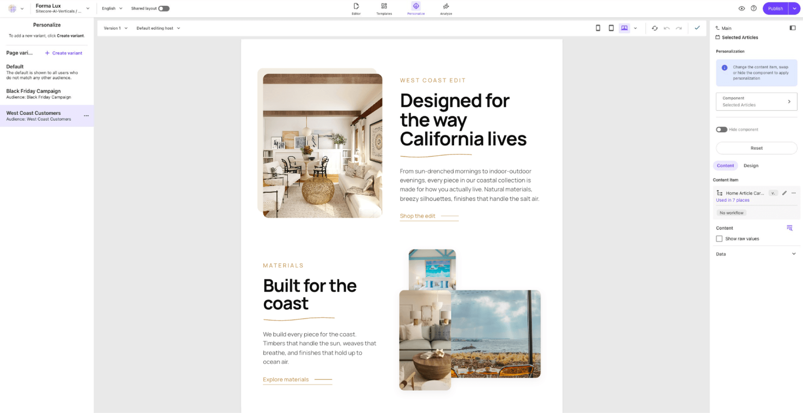 SitecoreAI conversion optimization geolocation personalization