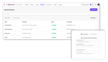SitecoreAI search sources screenshot