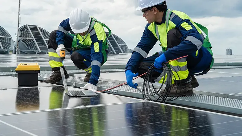 workers working on the roof