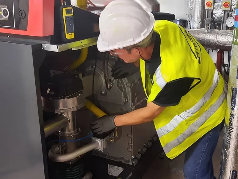 worker is checking an equipment