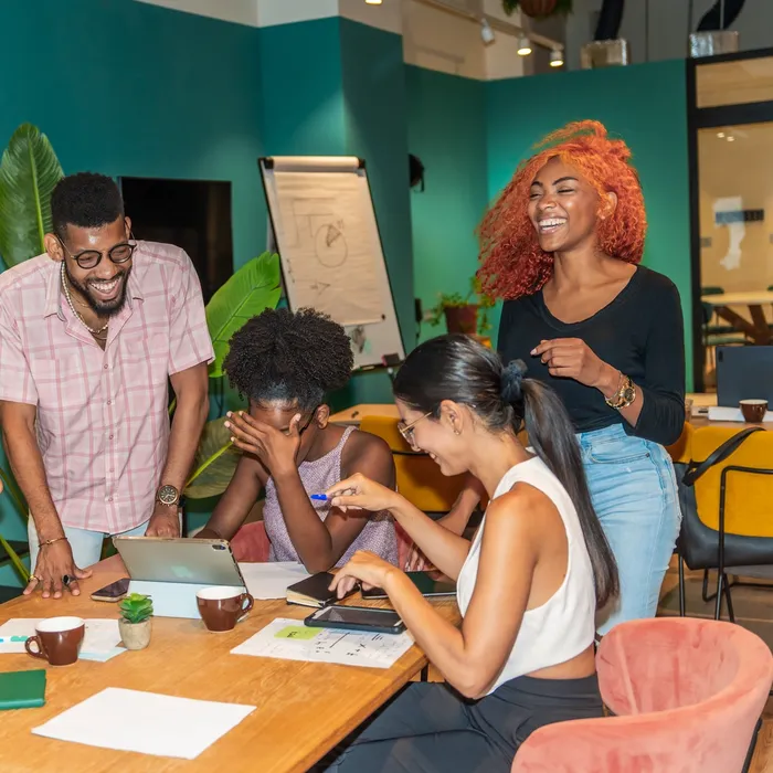 Group of people having work discussion