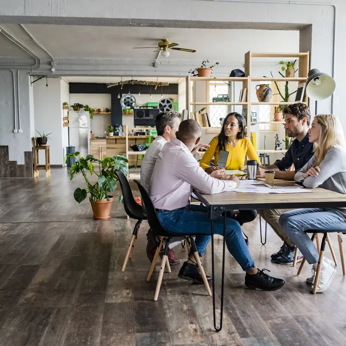 Business team having a meeting in loft office