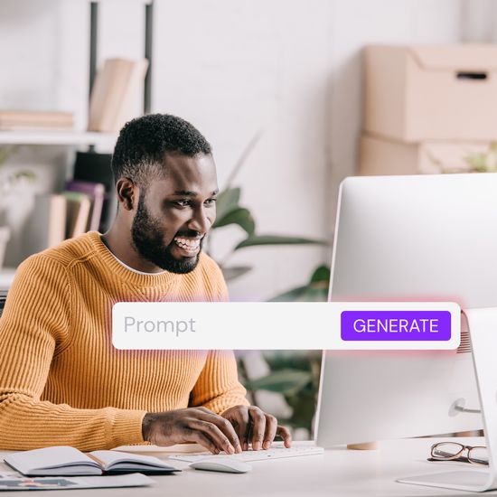 Man using AI prompt in office
