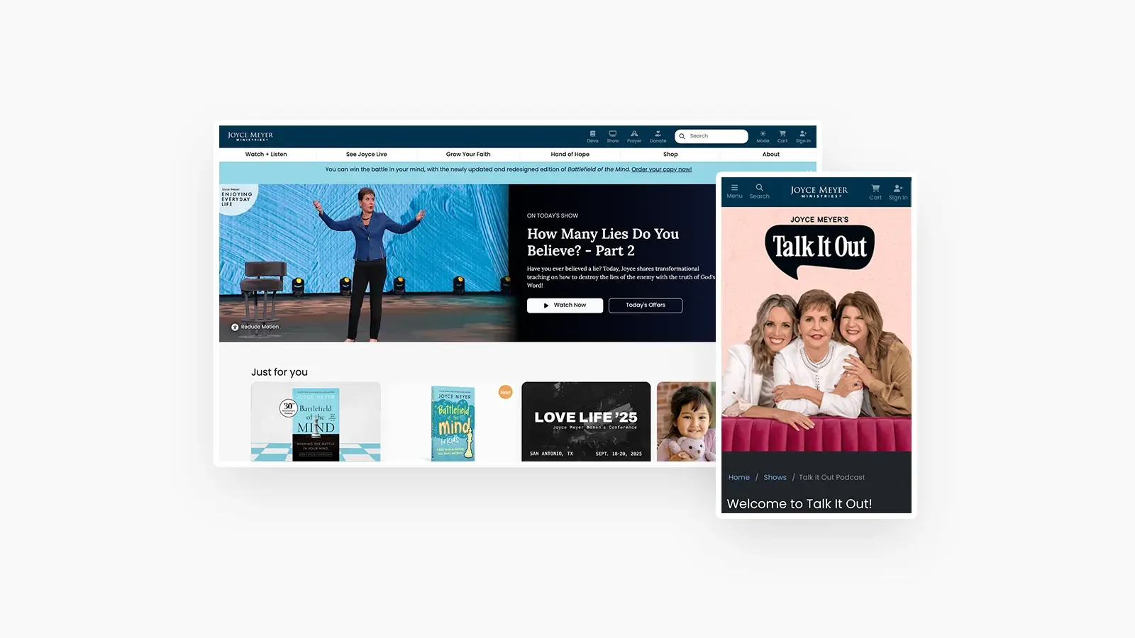 Joyce Mayer Ministries website screenshot