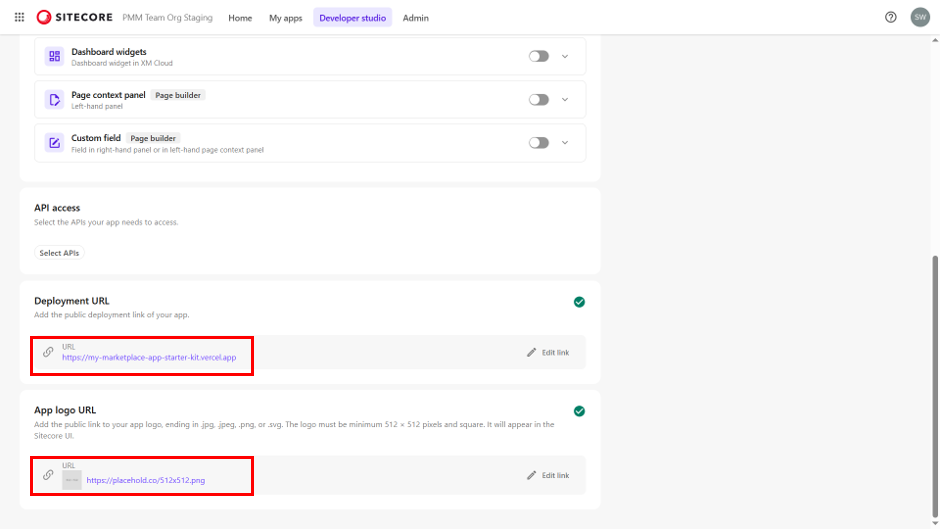 Sitecore Marketplace - Set deployment URL and App logo URL