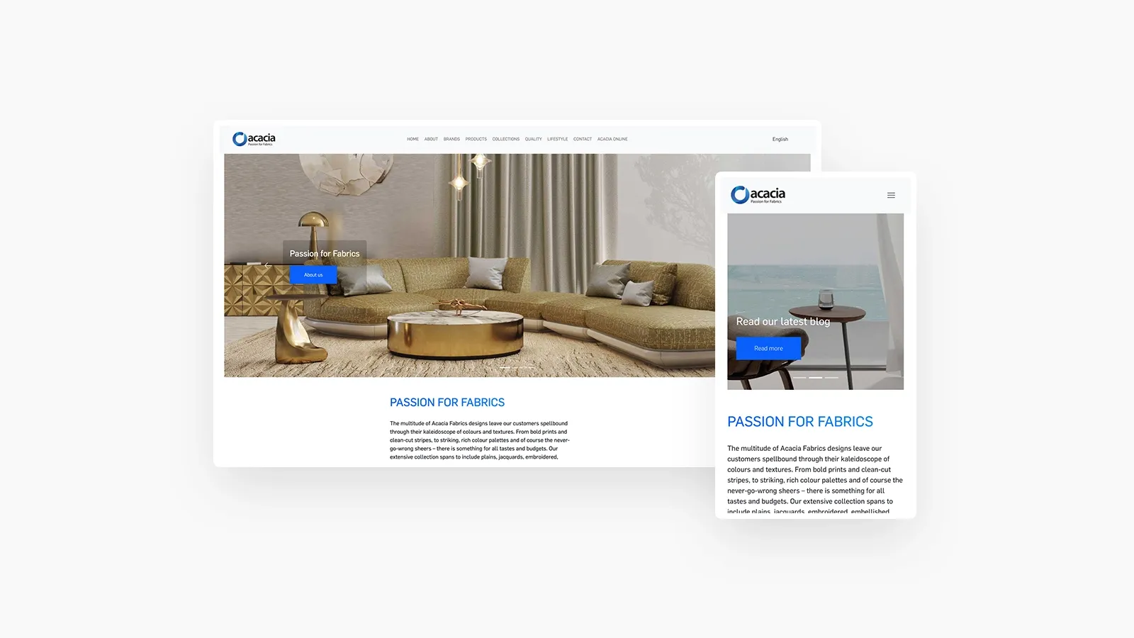 Acacia website screenshots