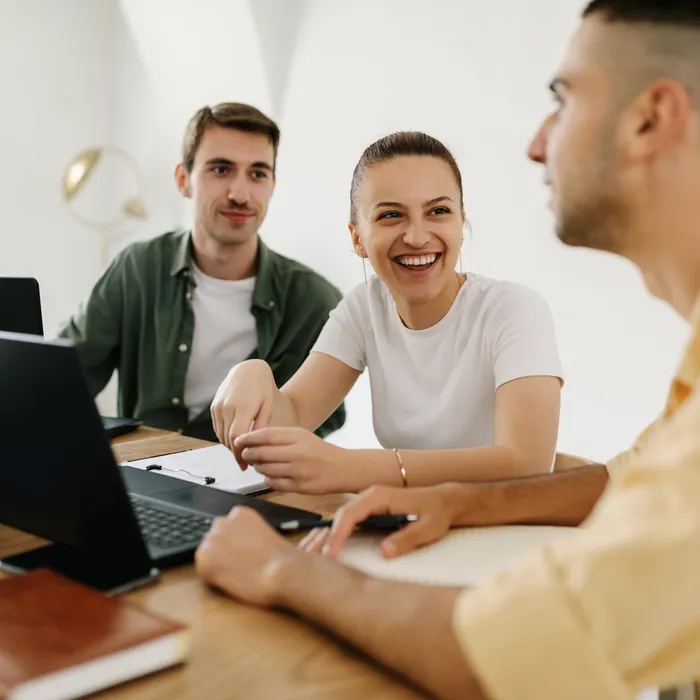 Group of people having work discussion