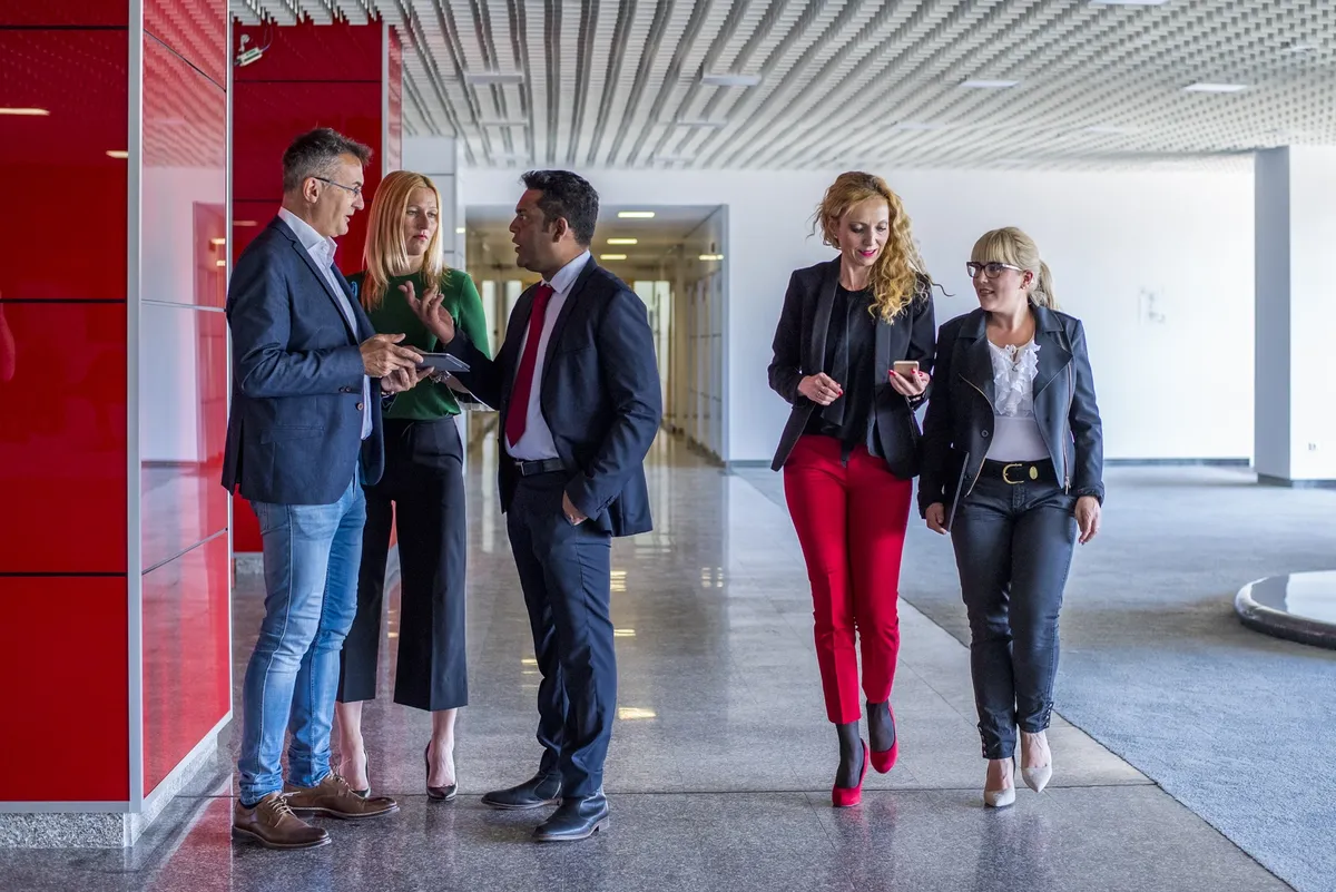 Business people in the office building lobby