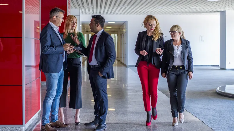 Business people in the office building lobby