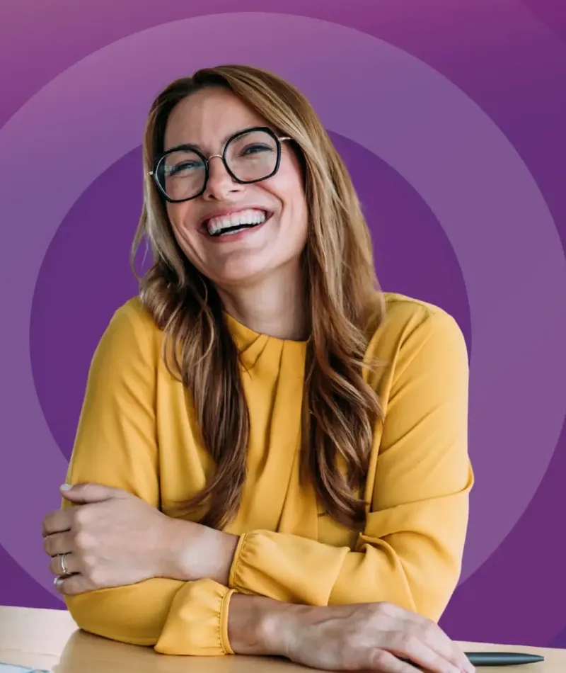 Cover image of The Journey is Change guide showing a smiling woman in yellow