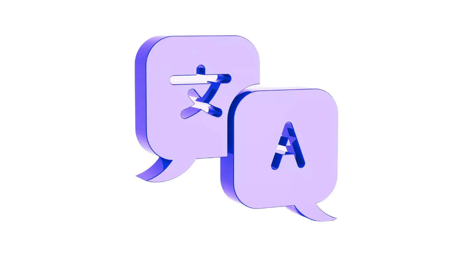 Two graphics of a talking bubble with the letter A
