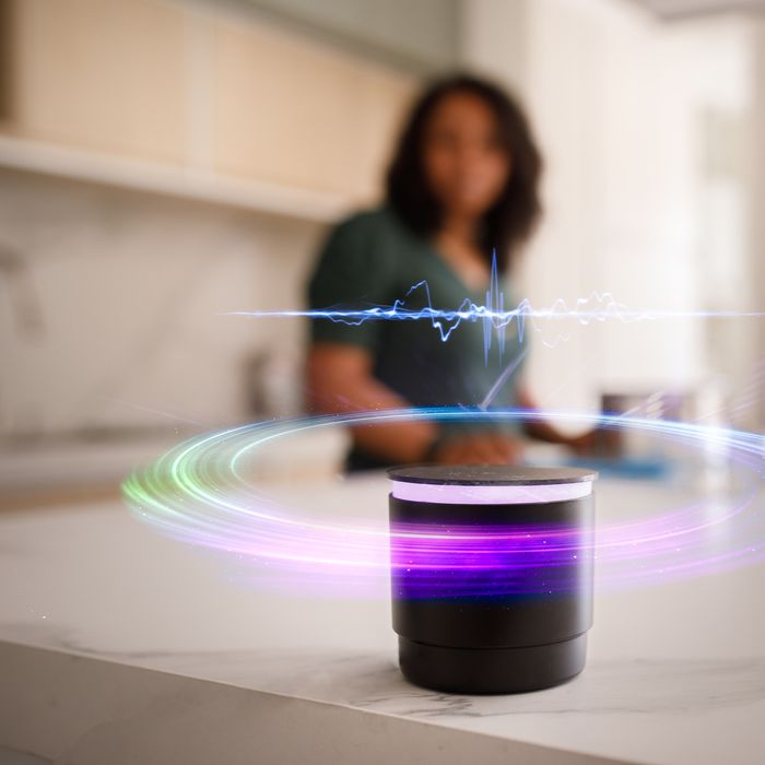 Family interacting with smart home devices on daily activities