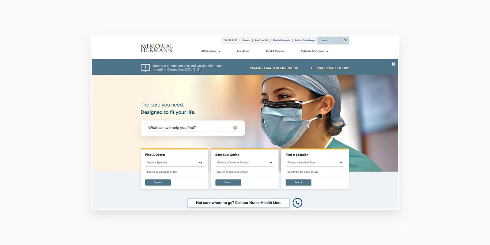 site page with doctor