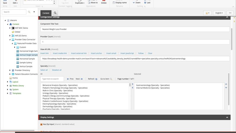 Screenshot of content editor