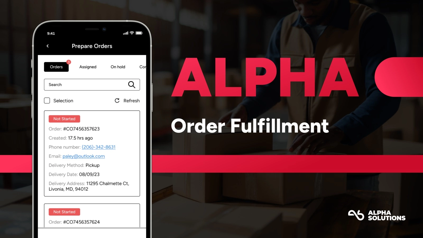 Image of order fulfillment on a mobile app