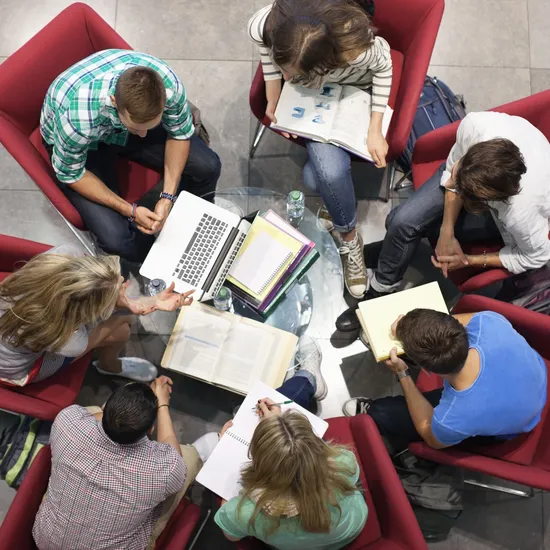 University students studying in a circleColorful Human