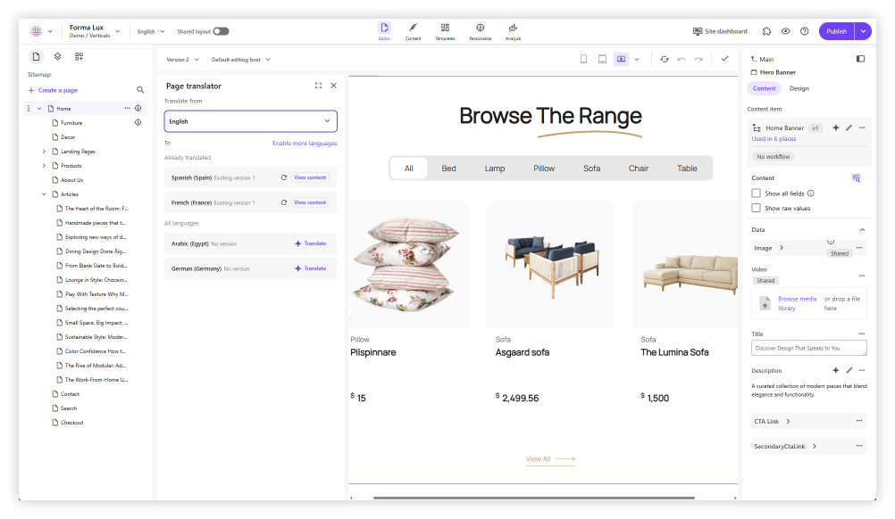 SitecoreAI CMS content management system translations
