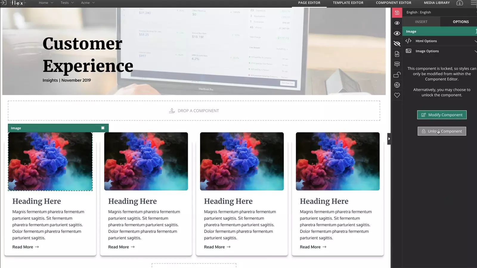 A user interface depicting Flex product