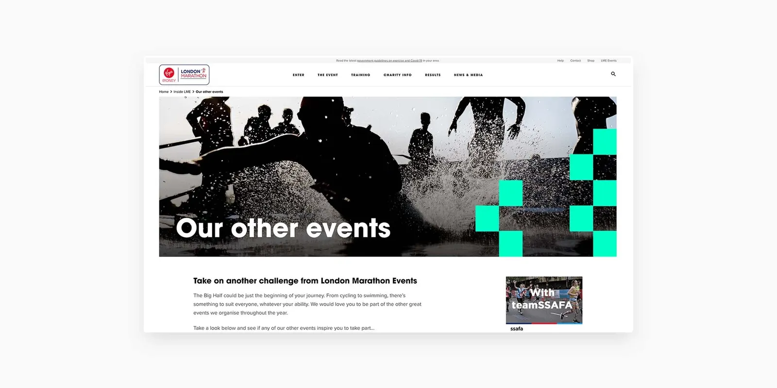page from london marathon site