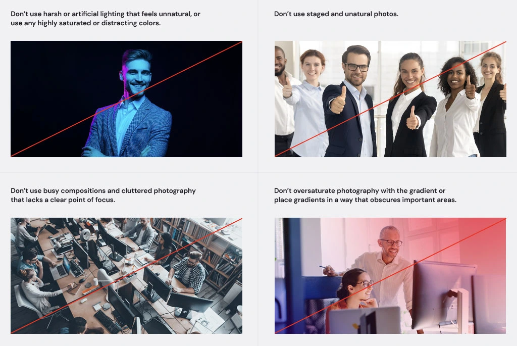 Photography Donts Brand Guidelines img