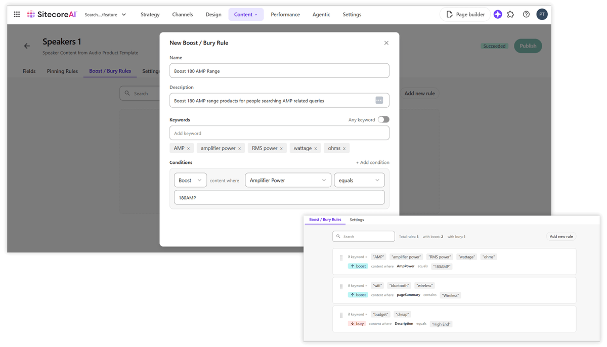 SitecoreAI conversion optimization boost bury rules