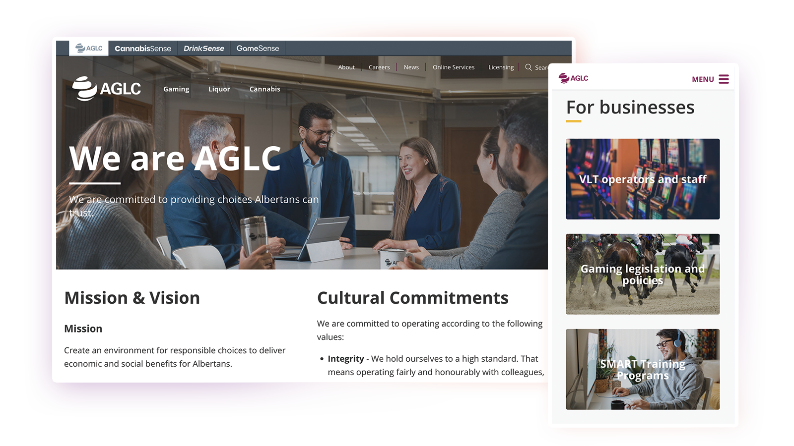 Screenshots from AGLC web page
