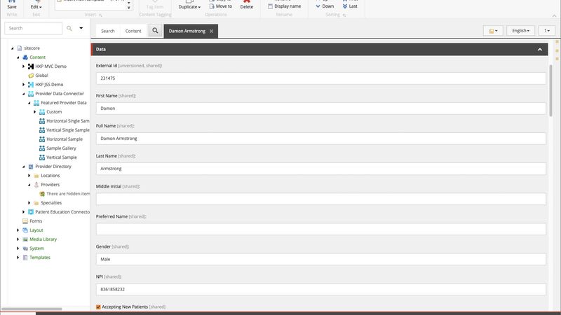 Screenshot of content editor