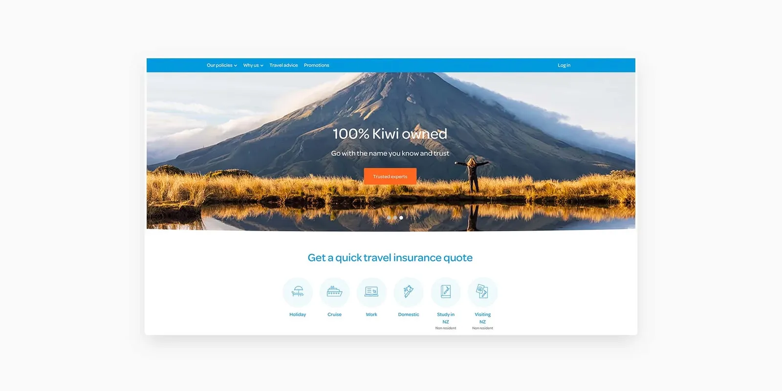 Southern Cross Travel Insurance webpage