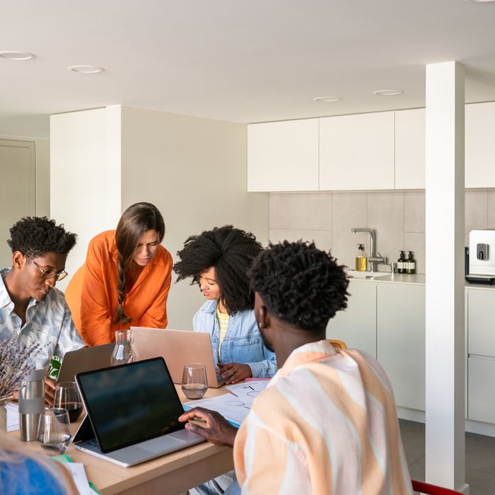 Group of people with laptops working