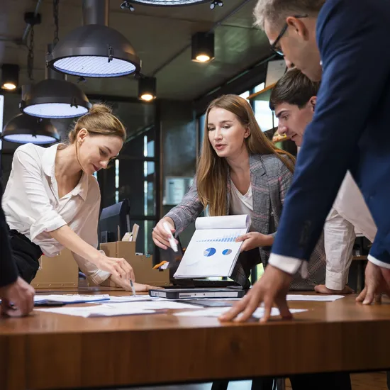 Promoting Women's Empowerment as a Business Strategy Toward Sustainable. A Female Business Development Leader having a project status meeting or decision to report, analyze and improve to increases team's overall productivity in a tech business office.
