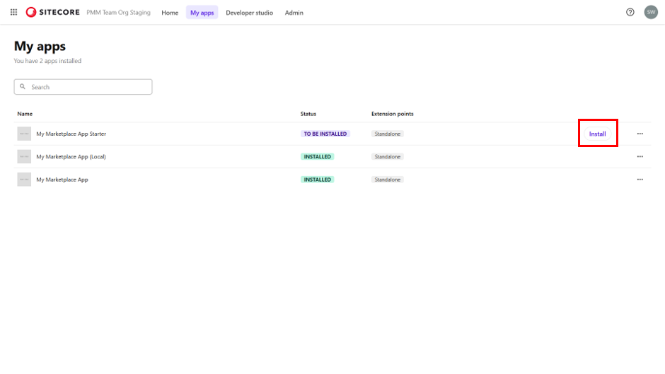 Sitecore Marketplace - Install App