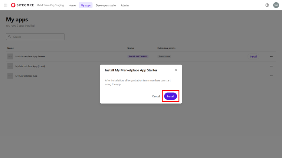 Sitecore Marketplace - Install App