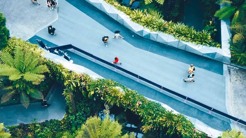 People walking through a commercial space in China