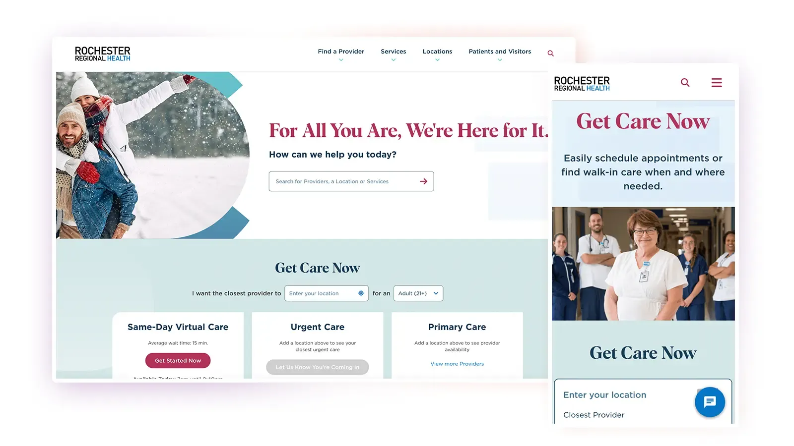 Rochester Regional Health website screenshot