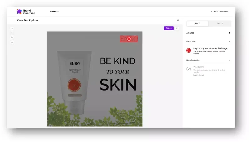 A user interface depicting Brand Guardian solution