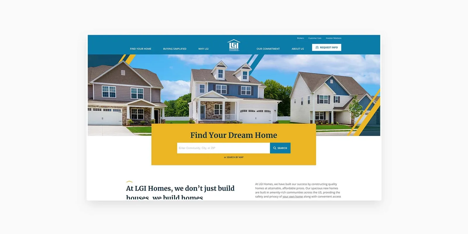 LGI Homes webpage