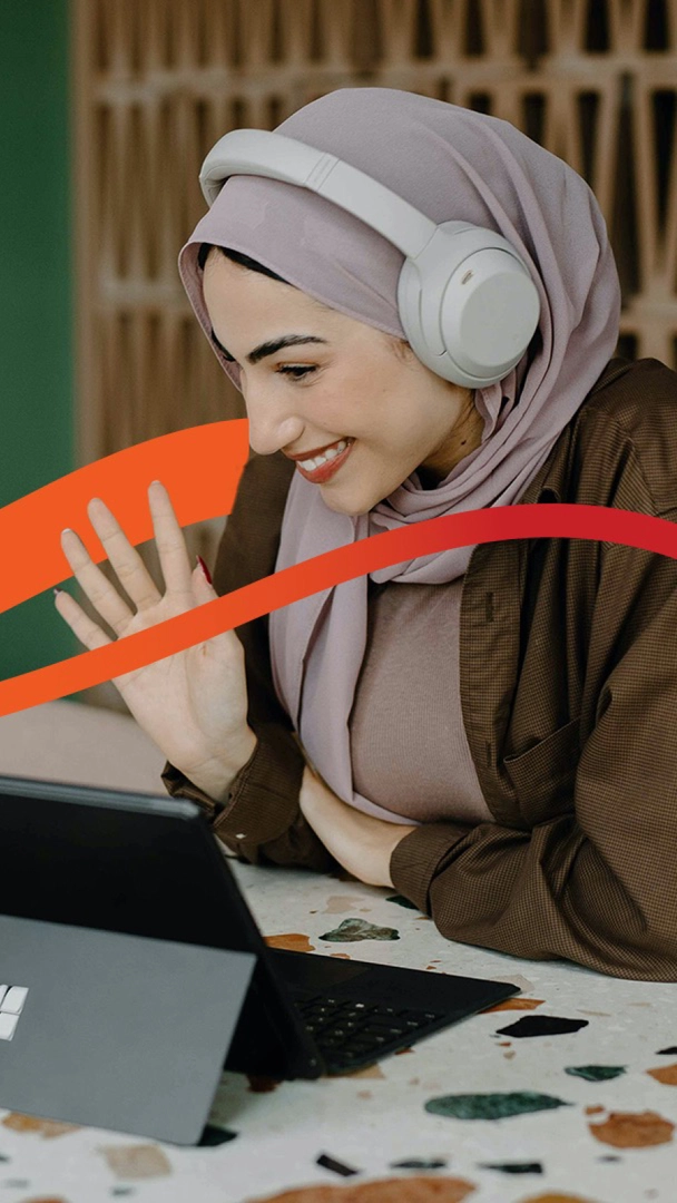 A woman enjoying virtual meeting