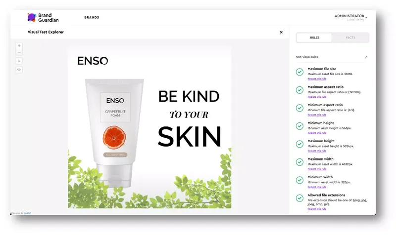 A user interface depicting Brand Guardian solution
