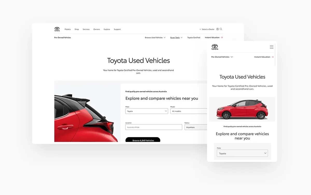Toyota website screenshot