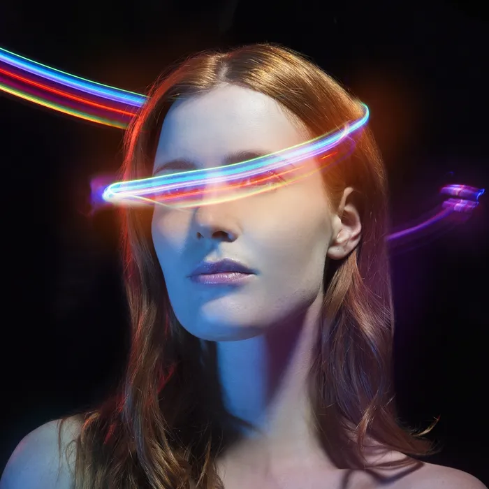 portrait of woman with light trails