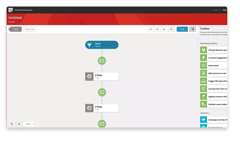 A user interface depicting Marketing Automation