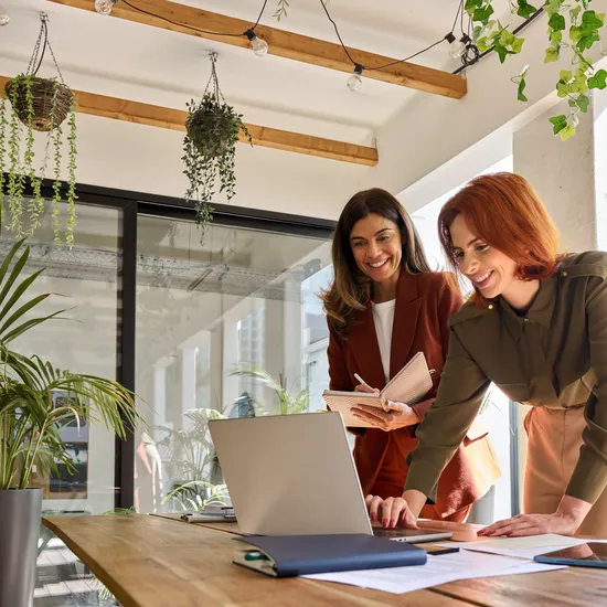 Two,Smiling,Professional,Female,Partners,Or,Coworkers,,Happy,Business,Women