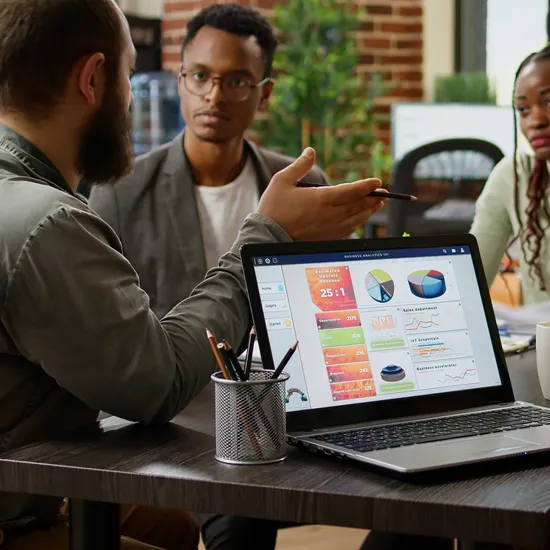 Diverse,Team,Of,Colleagues,Doing,Collaboration,Work,With,Charts,And